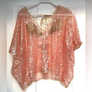 Sequin top, Pale pink, size Small/medium